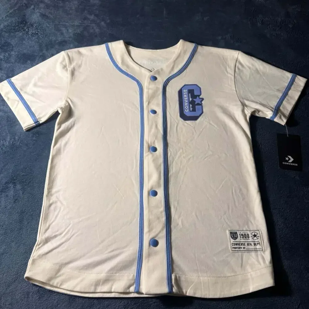 Converse Boys Retro Remix Baseball Jersey Egret Blue Size L